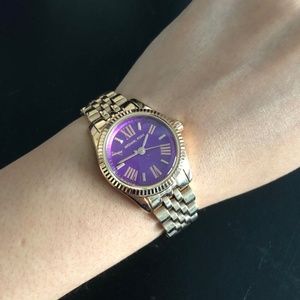 Michael Kors Rose Gold Watch with Purple Face